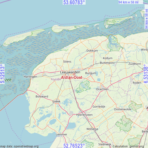 Aldlân-Oost on map