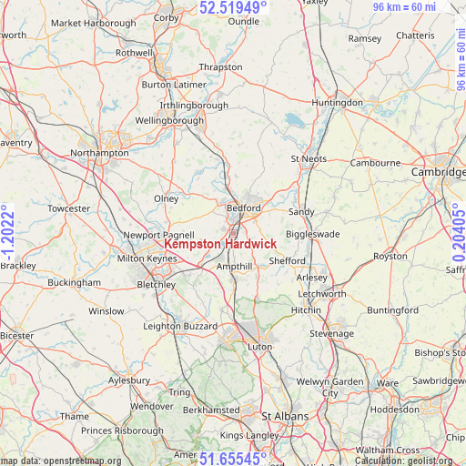 Kempston Hardwick on map