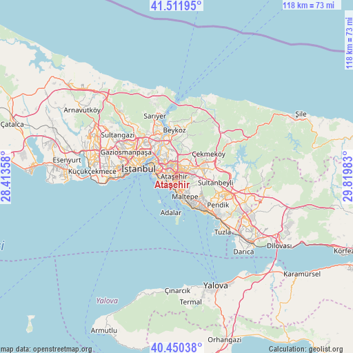 Ataşehir on map