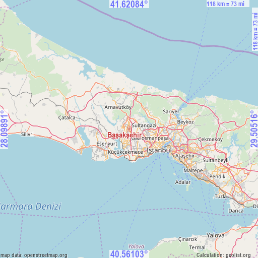 Başakşehir on map