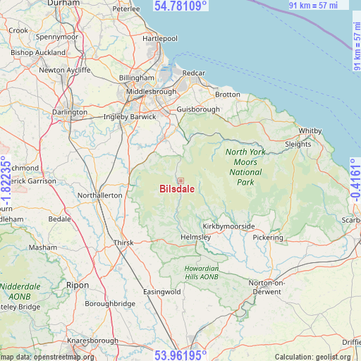 Bilsdale on map