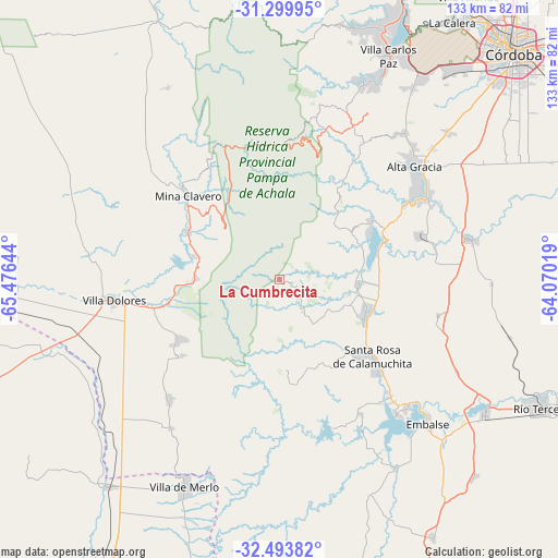 La Cumbrecita on map