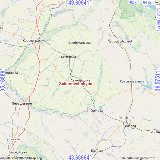 Sakhnovshchyna on map
