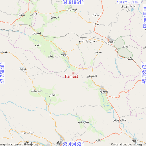 Famast on map
