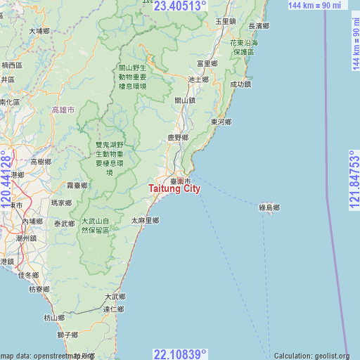 Taitung City on map