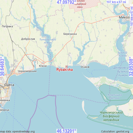 Rybakivka on map