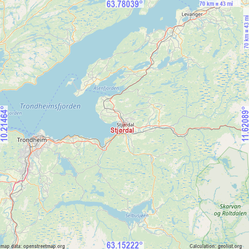 Stjørdal on map