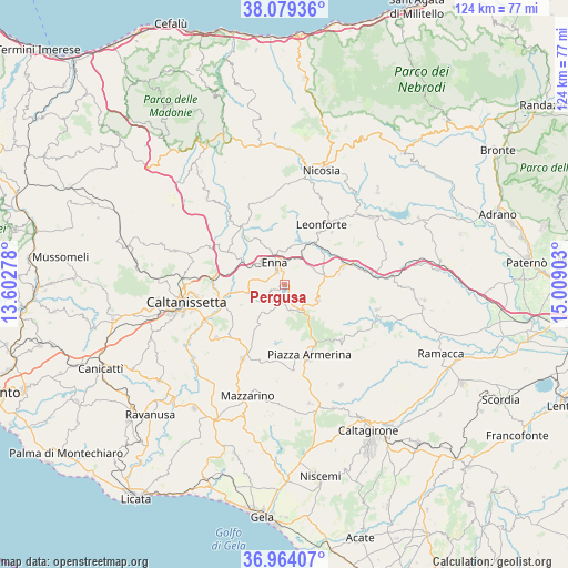 Pergusa on map