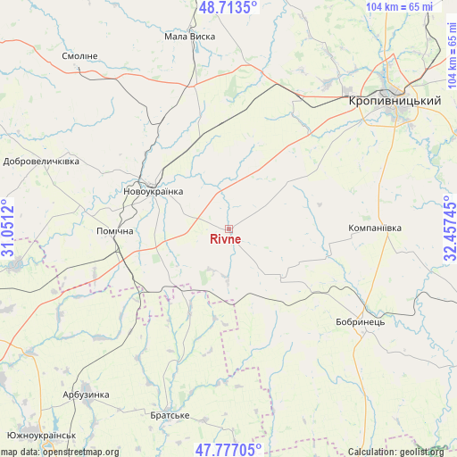 Rivne on map