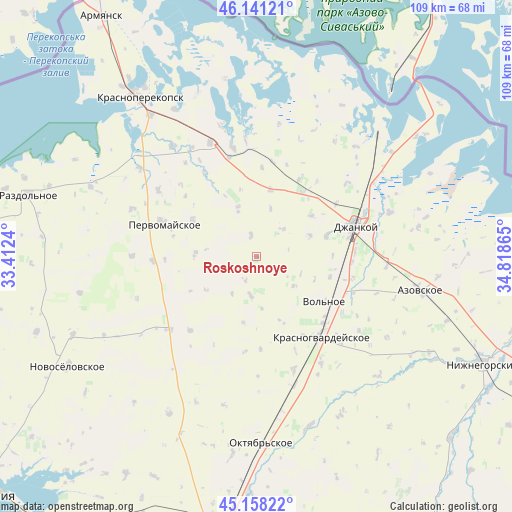 Roskoshnoye on map