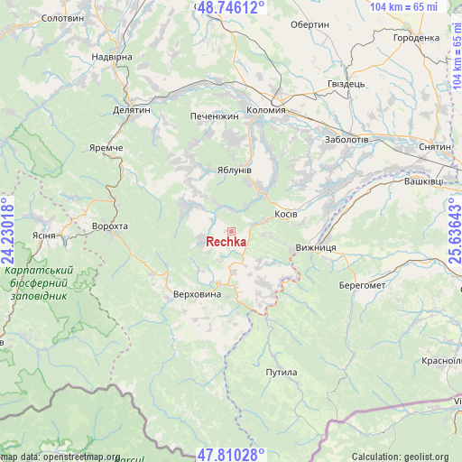 Rechka on map