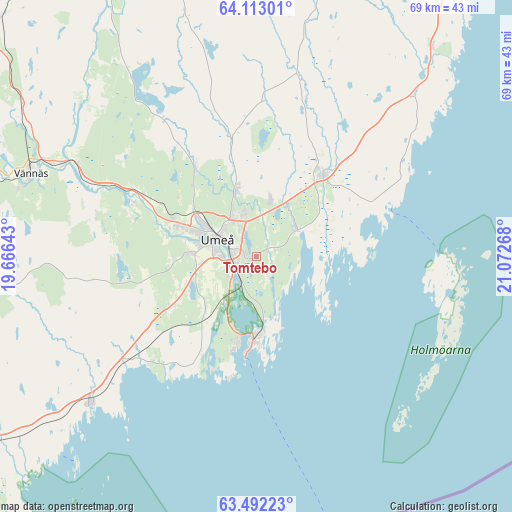 Tomtebo on map