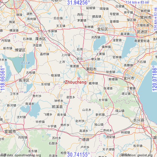 Zhoucheng on map