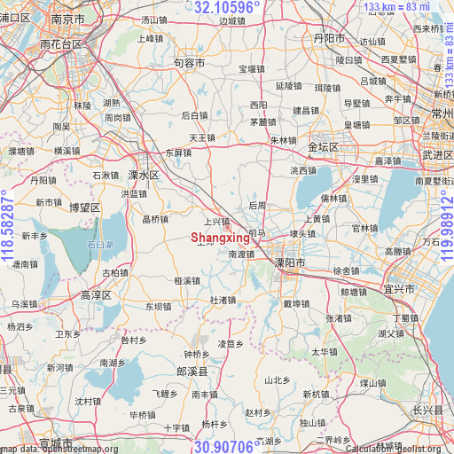 Shangxing on map