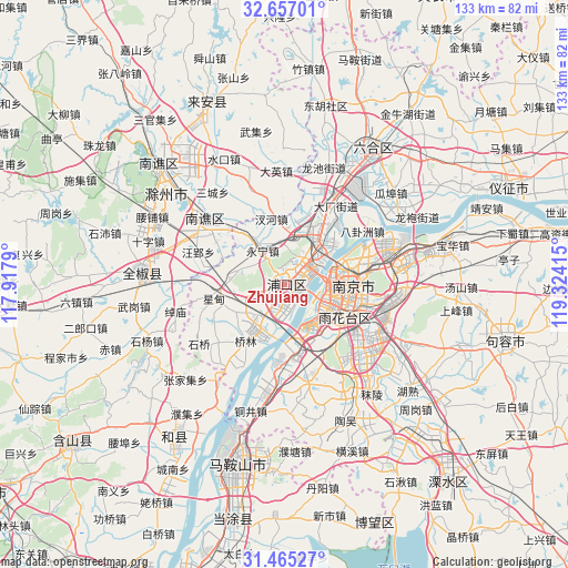Zhujiang on map