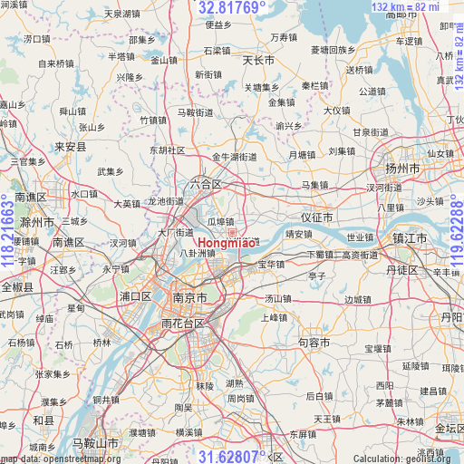 Hongmiao on map