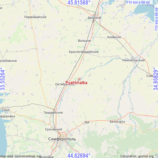 Pyatikhatka on map