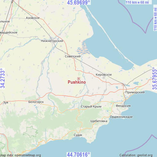 Pushkino on map