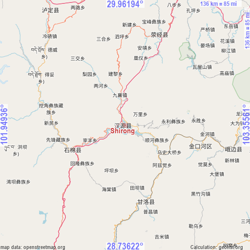 Shirong on map