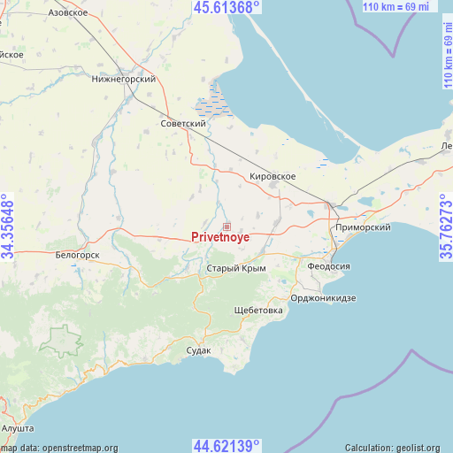 Privetnoye on map