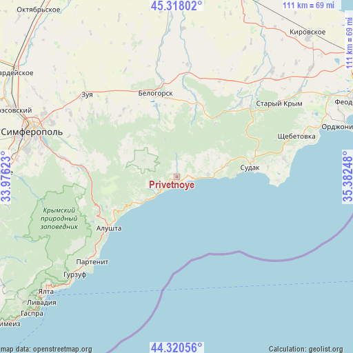 Privetnoye on map
