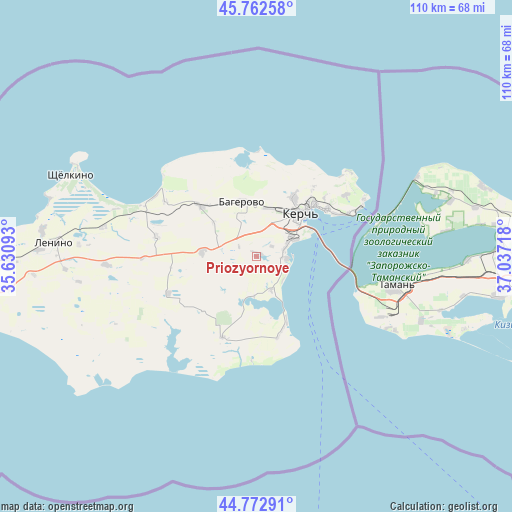 Priozyornoye on map
