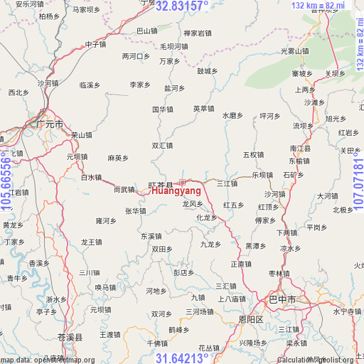 Huangyang on map