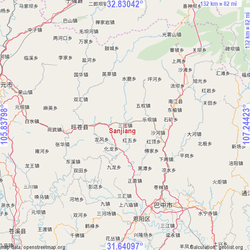 Sanjiang on map