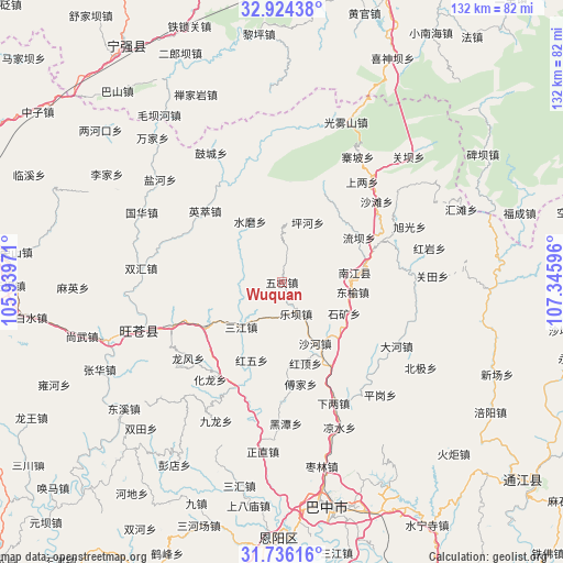 Wuquan on map