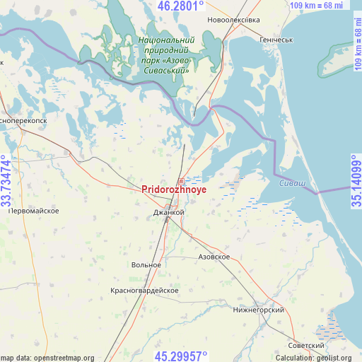 Pridorozhnoye on map