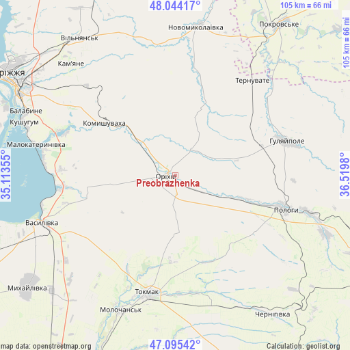 Preobrazhenka on map