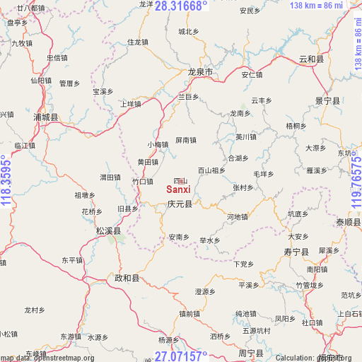 Sanxi on map