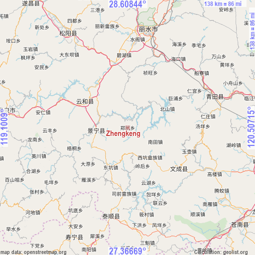 Zhengkeng on map