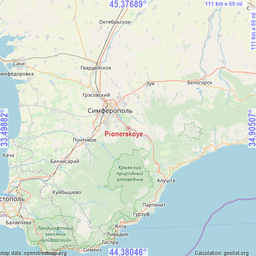 Pionerskoye on map