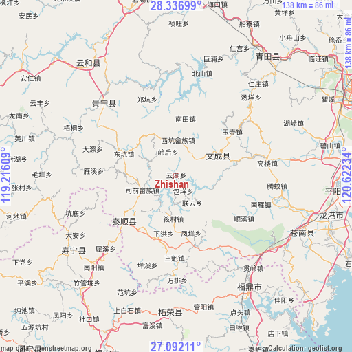 Zhishan on map