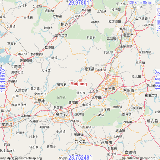 Meijiang on map