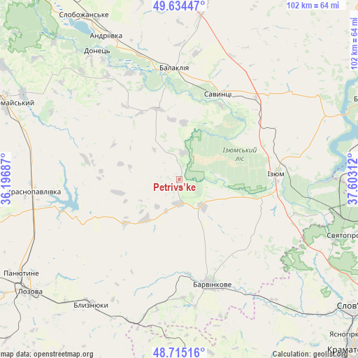 Petrivs’ke on map