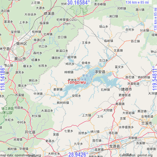 Tongziwu on map