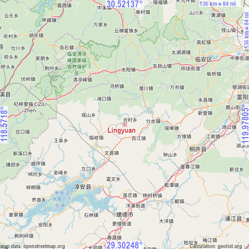 Lingyuan on map