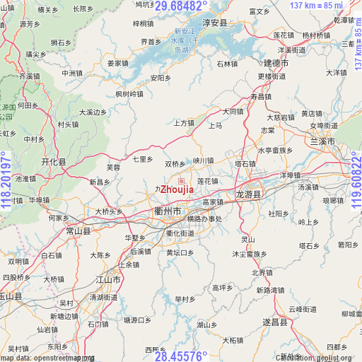 Zhoujia on map