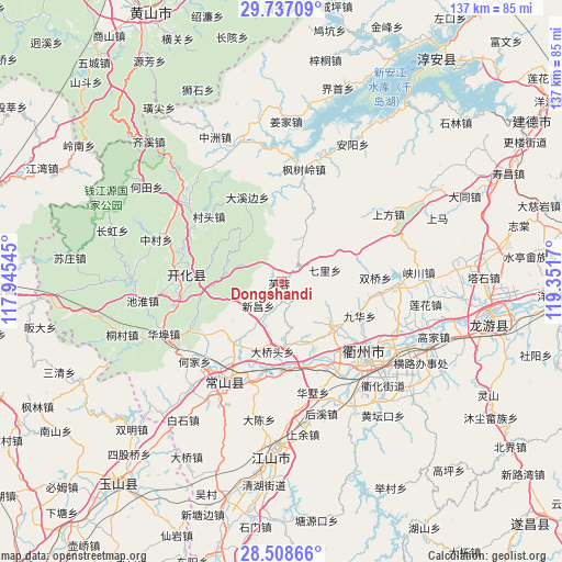 Dongshandi on map