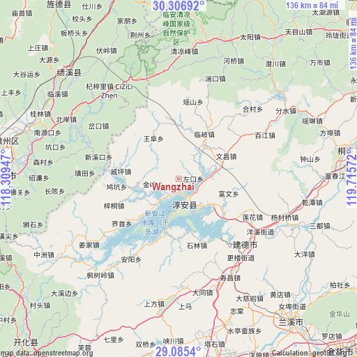 Wangzhai on map