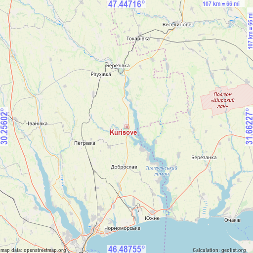 Kurisove on map