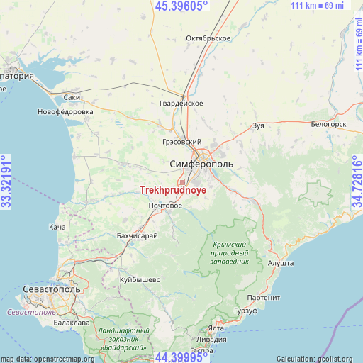 Trekhprudnoye on map