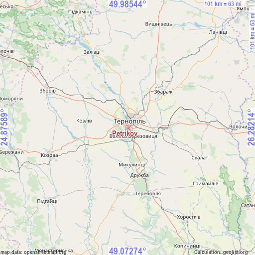 Petrikov on map