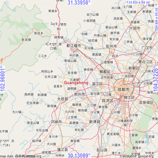 Guangsheng on map
