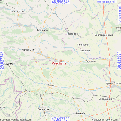 Peschana on map
