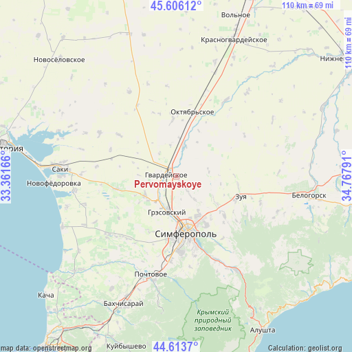 Pervomayskoye on map