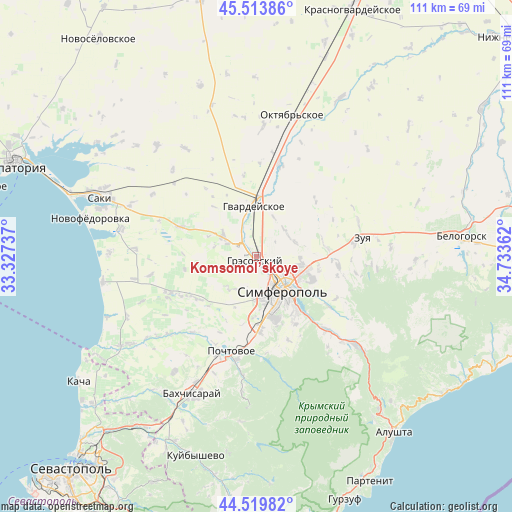 Komsomol’skoye on map