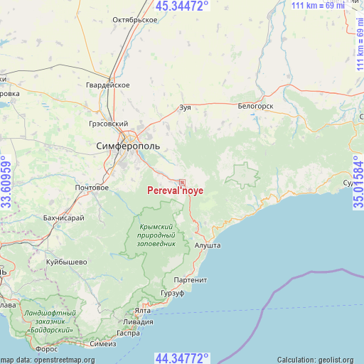 Pereval'noye on map